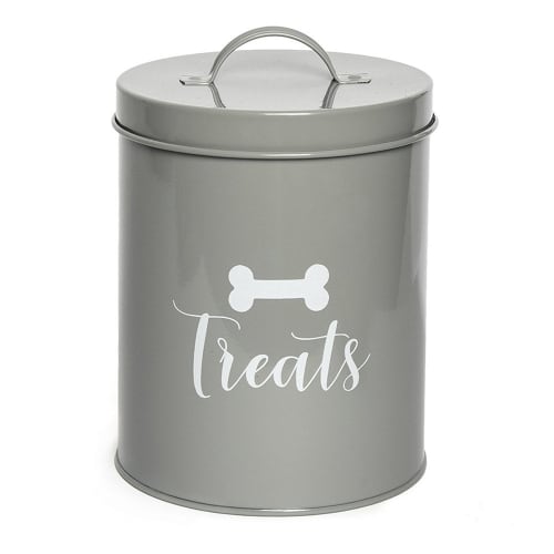 Dog Bone Tin Treat Jar, Grey